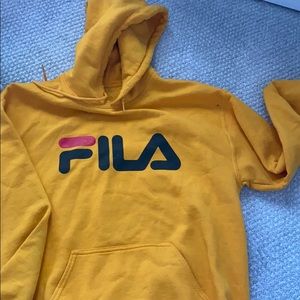 yellow fila hoodie sweatshirt